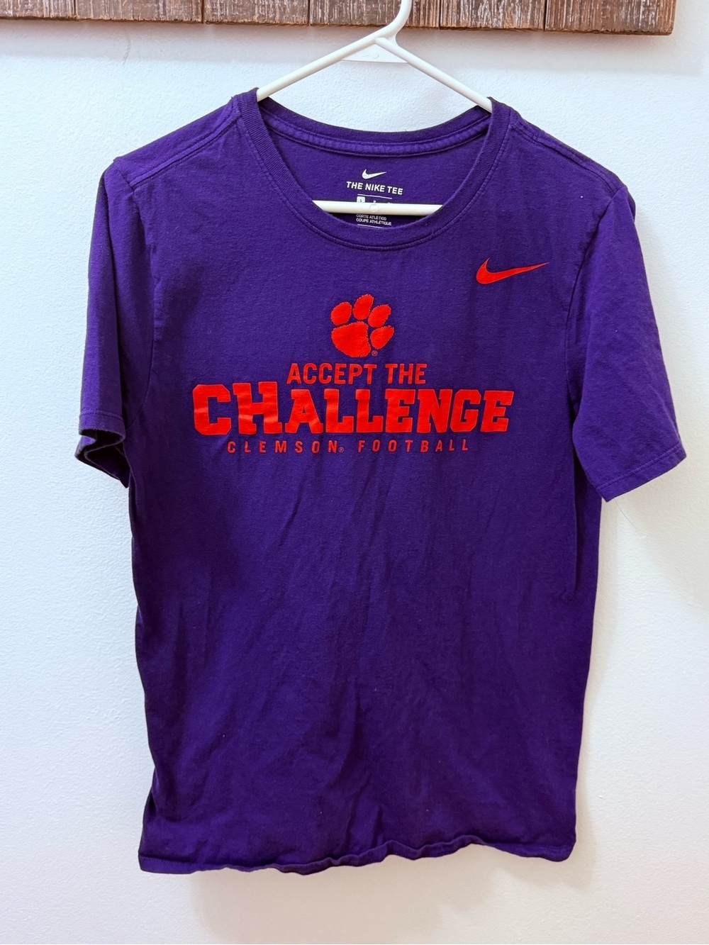 Nike Purple Short-Sleeve Tee with Orange Clemson Graphics